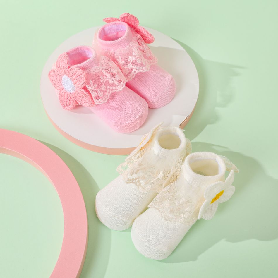 Baby / Toddler Floral Lace Trim Princess Socks White big image 2