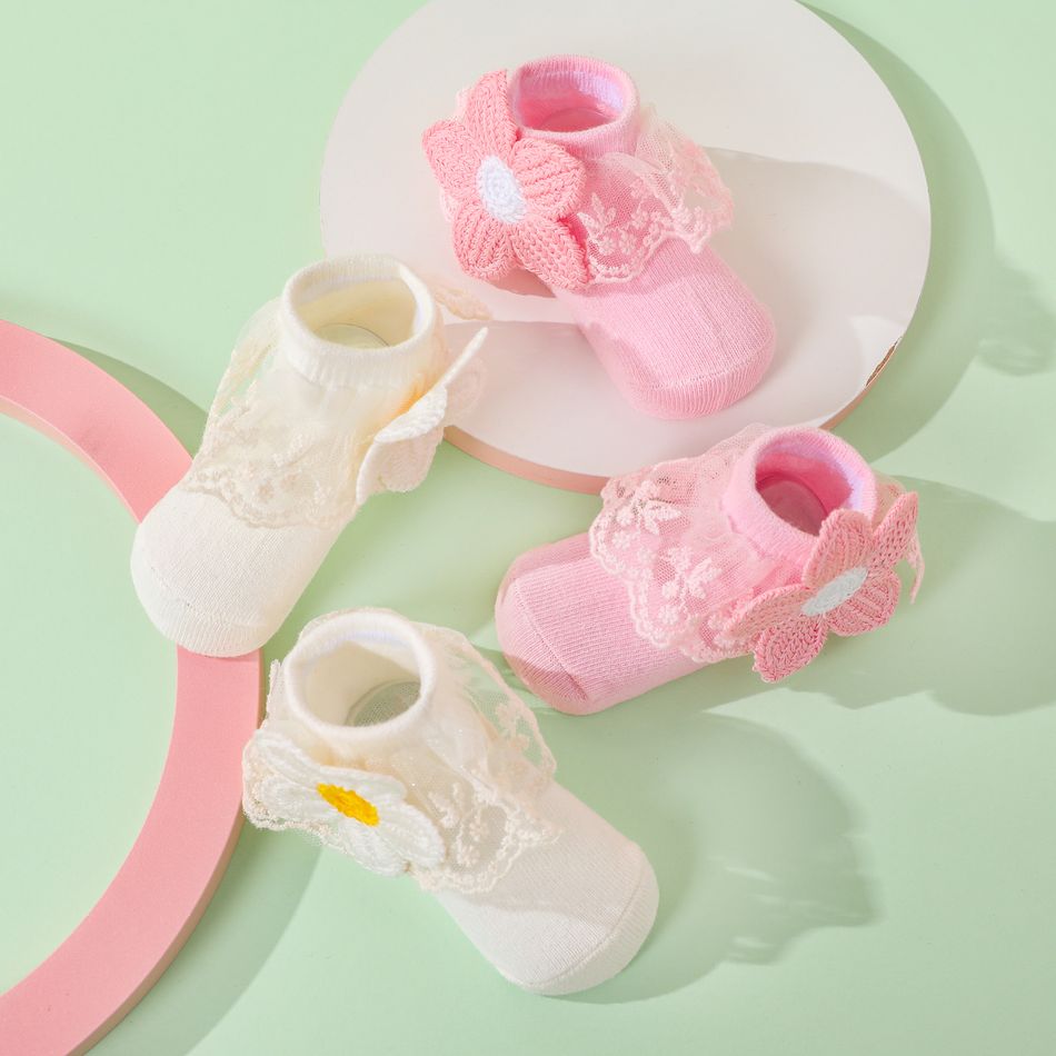 Baby / Toddler Floral Lace Trim Princess Socks White big image 3