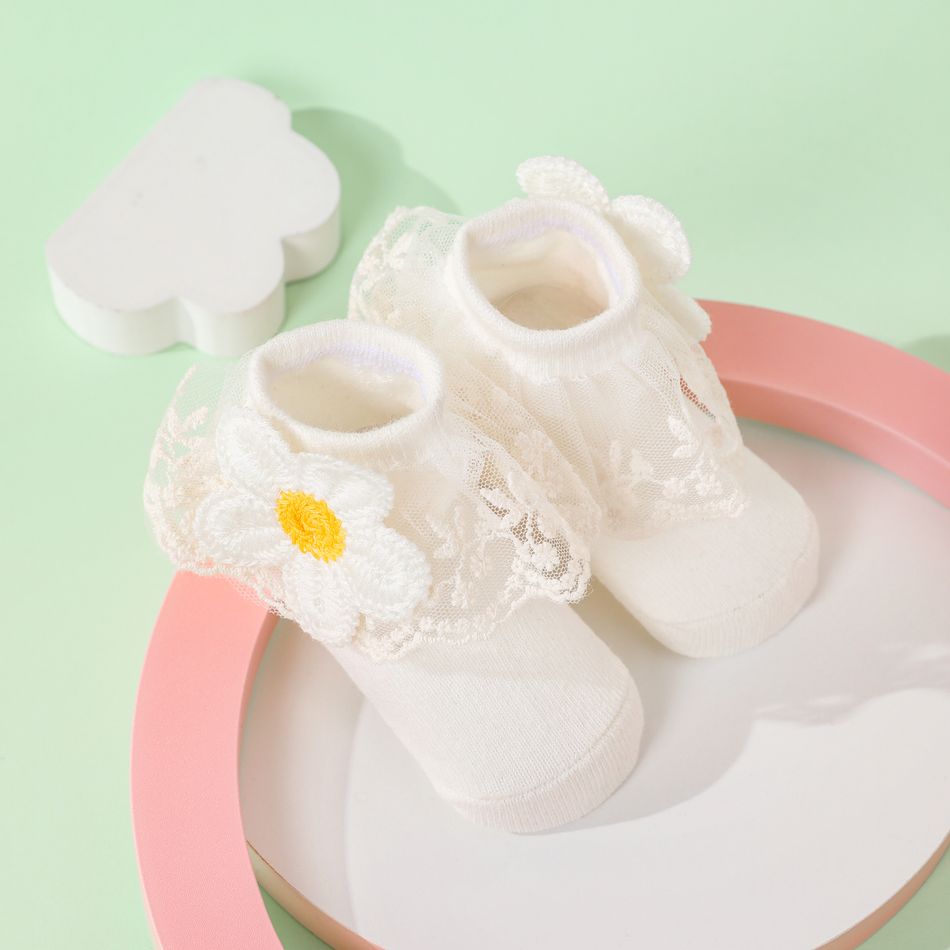 Baby / Toddler Floral Lace Trim Princess Socks White big image 7
