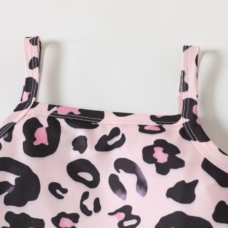 2pcs Baby Girl Leopard Cami Top and Shorts Set Pink big image 3