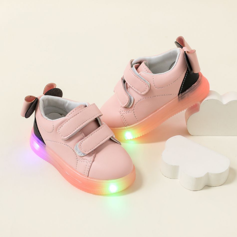 أحذية رياضية led غير قابلة للانزلاق لتزيين الظهر للأطفال الصغار زهري big image 3