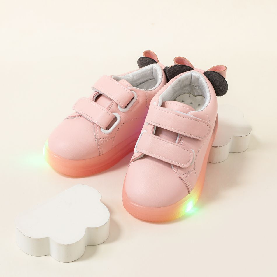 Toddler Bowknot Back Decor Non-slip LED Sneakers Pink big image 4