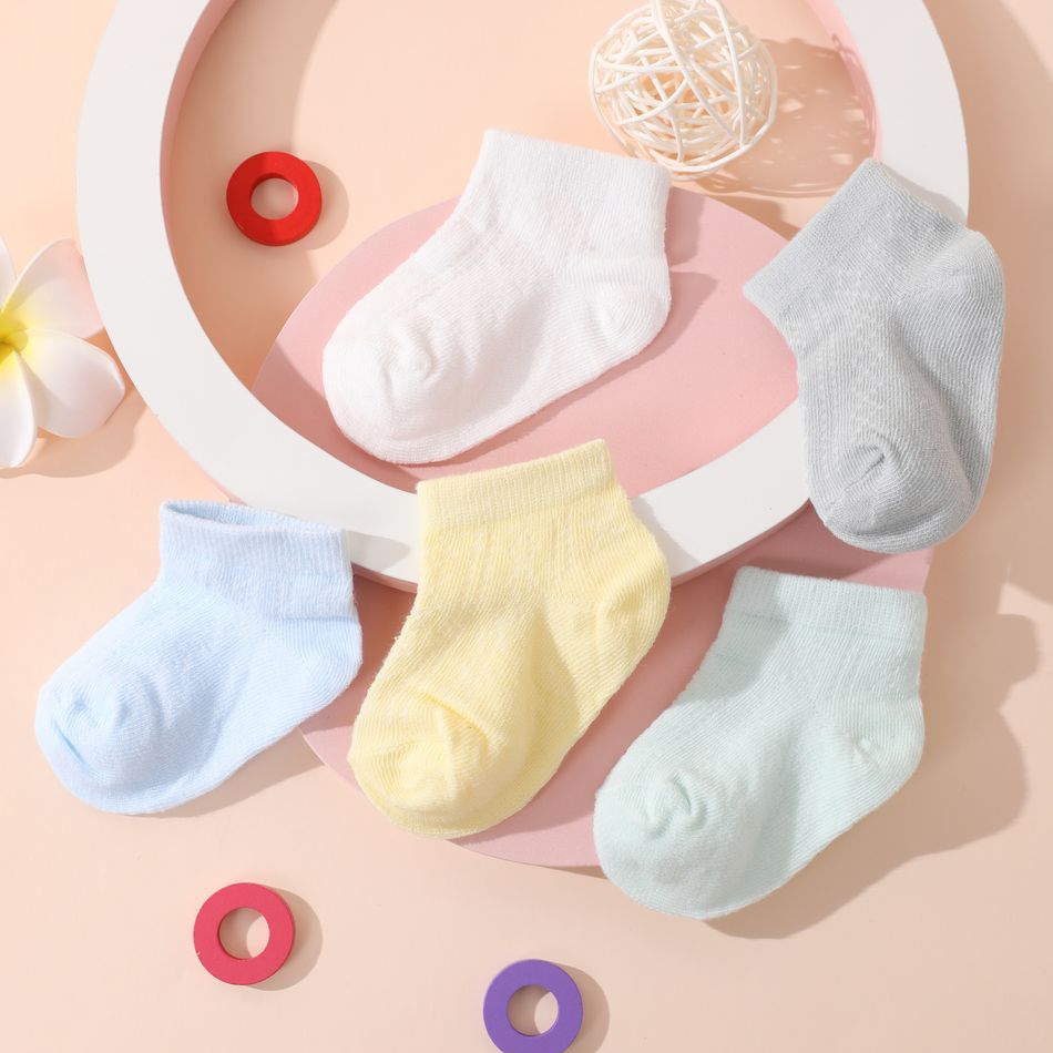 5-pack Baby / Toddler / Kid Pure Color Breathable Socks Set Multi-color big image 5