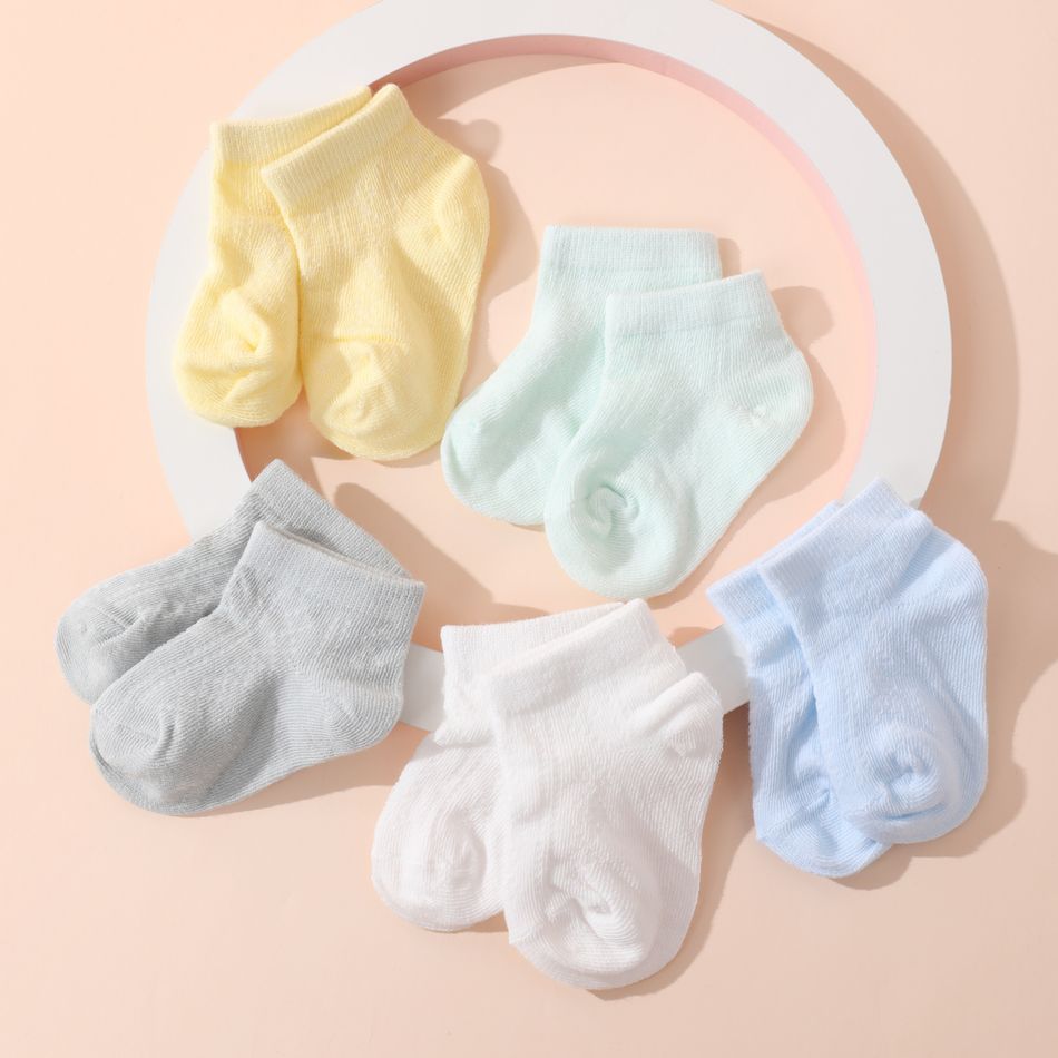 5-pack Baby / Toddler / Kid Pure Color Breathable Socks Set Multi-color big image 6