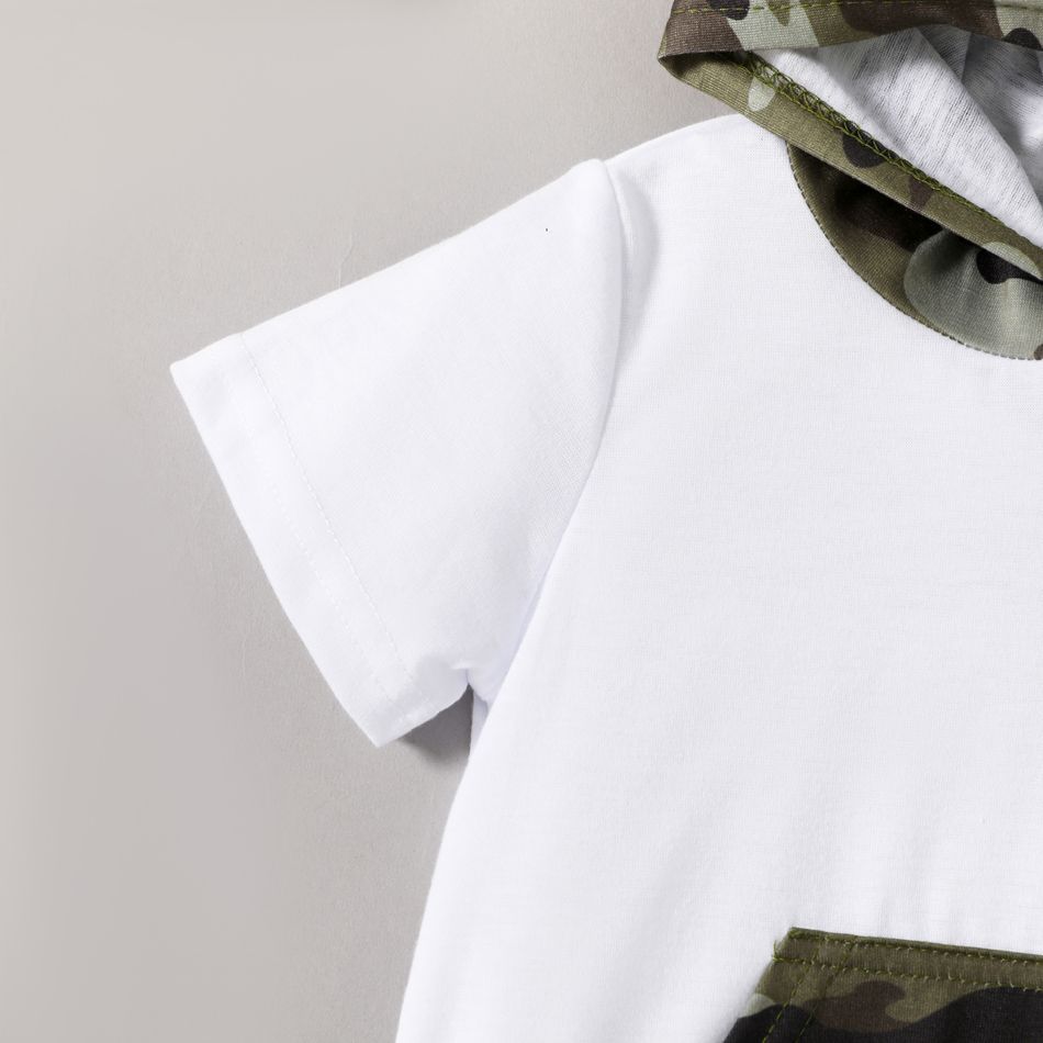 2-piece Toddler Boy Camouflage Print Hooded Tee and Elasticized Shorts Set White big image 5
