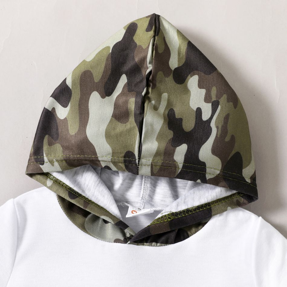 2-piece Toddler Boy Camouflage Print Hooded Tee and Elasticized Shorts Set White big image 4