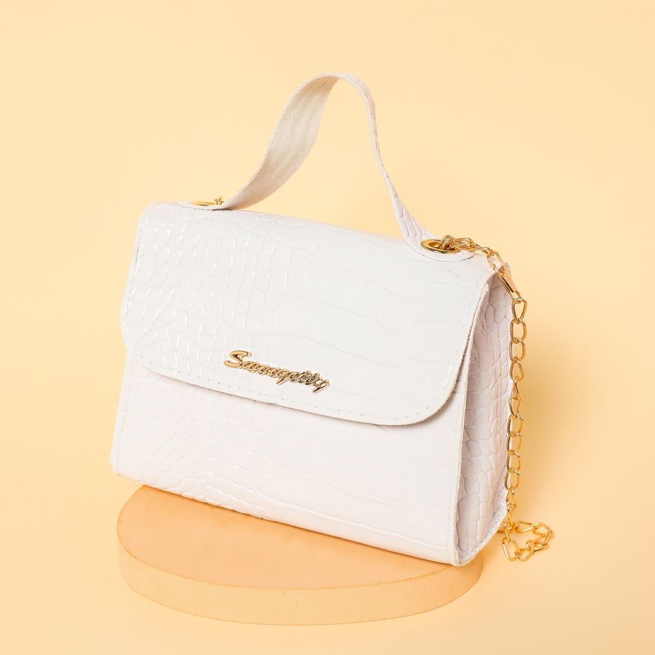 Toddler / Kid Croc Embossed Handle Satchel Handbag Crossbody Shoulder Bag White big image 5
