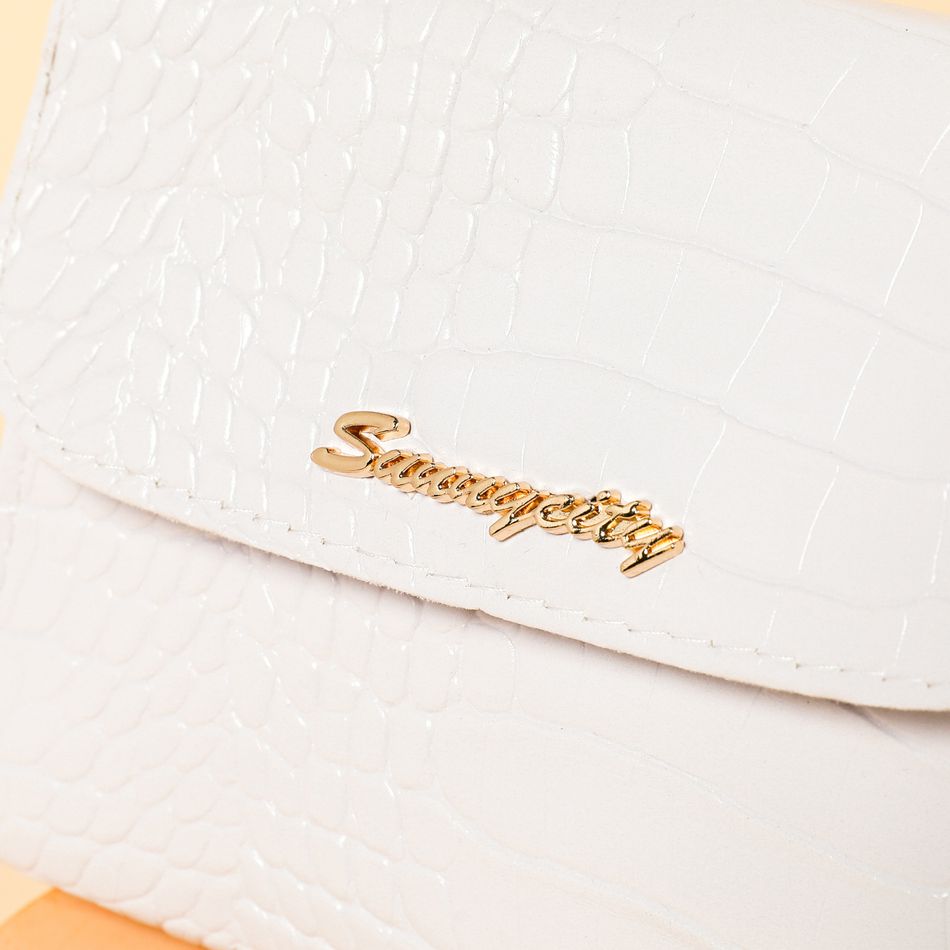 Toddler / Kid Croc Embossed Handle Satchel Handbag Crossbody Shoulder Bag White big image 6