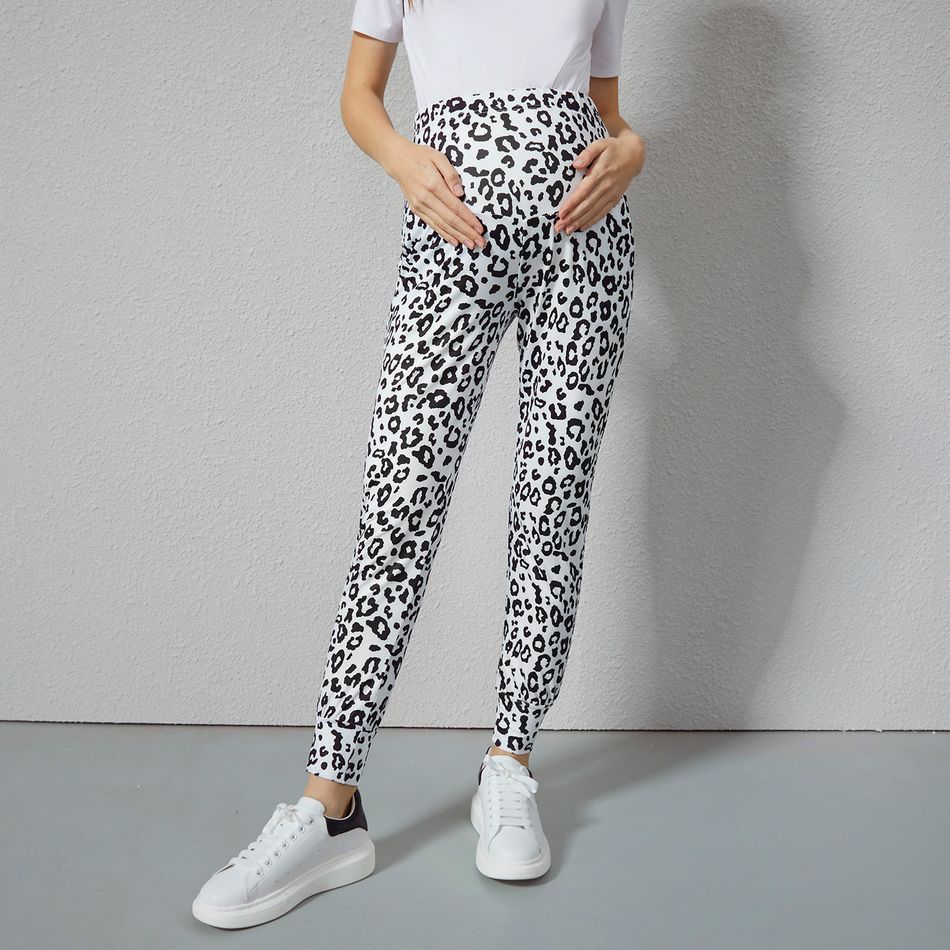 Maternity Leopard Print Pocket Casual Pants White