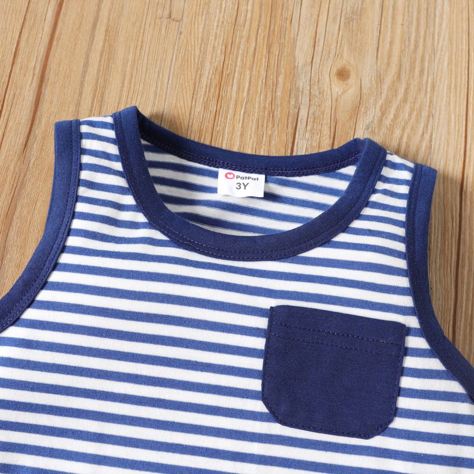 Toddler Boy Stripe Pocket Design Tank Top Blue big image 3