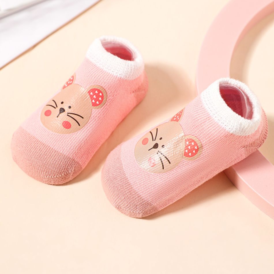 Baby / Toddler Cartoon Graphic Colorblock Antiskid Glue Floor Socks Pink