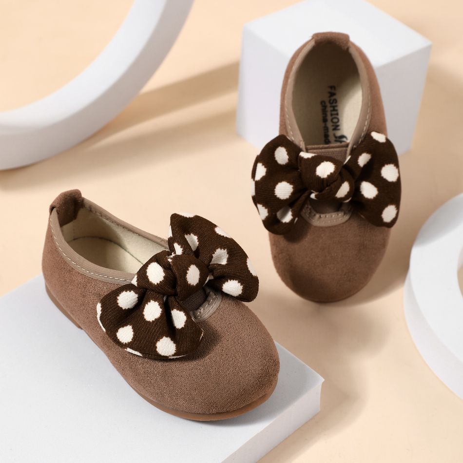 Toddler / Kid Polka Dots Bow Decor Shoes Khaki