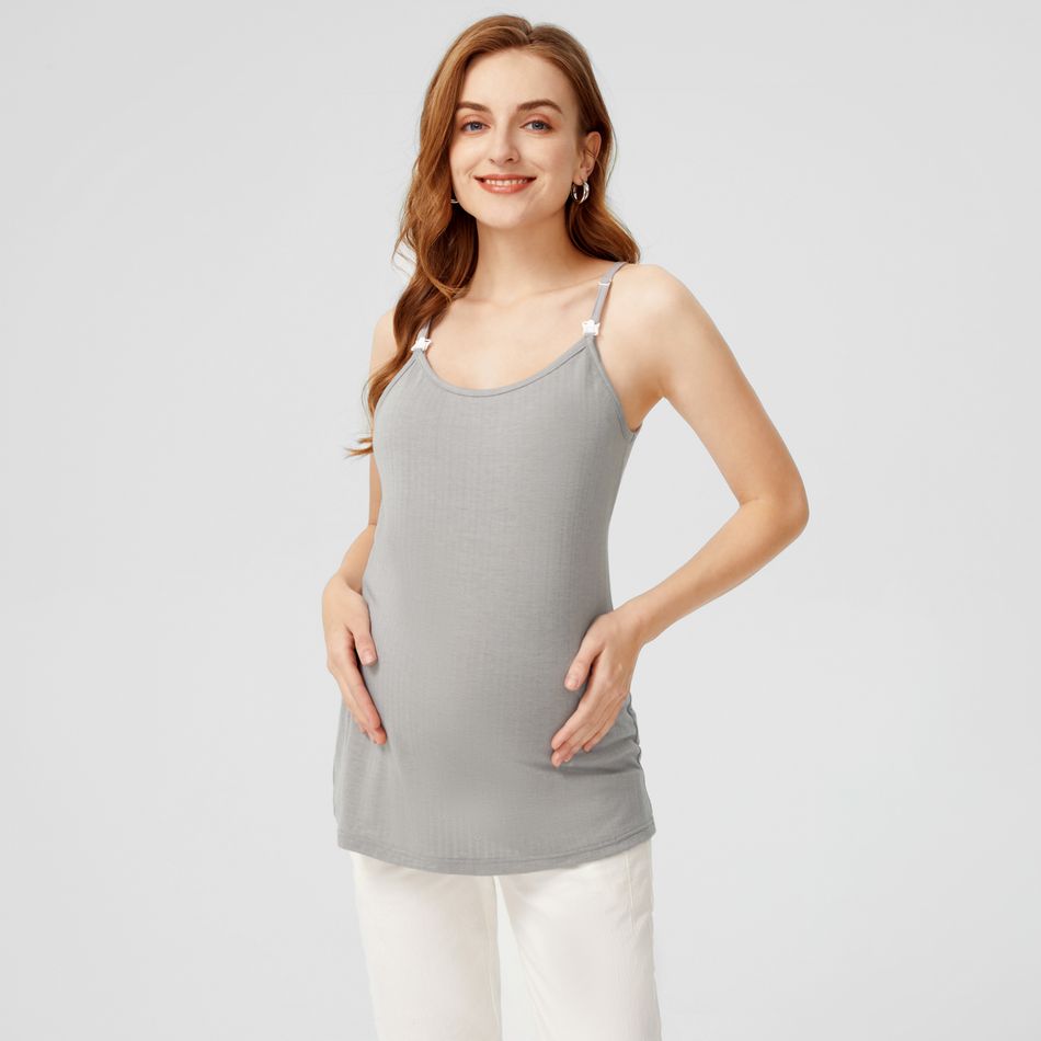 Nursing Pure Color Tank Top Grey