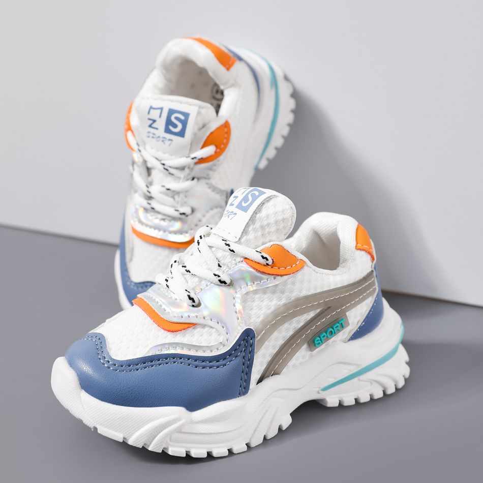 Toddler / Kid Color Block Holographic Panel Sneakers Blue
