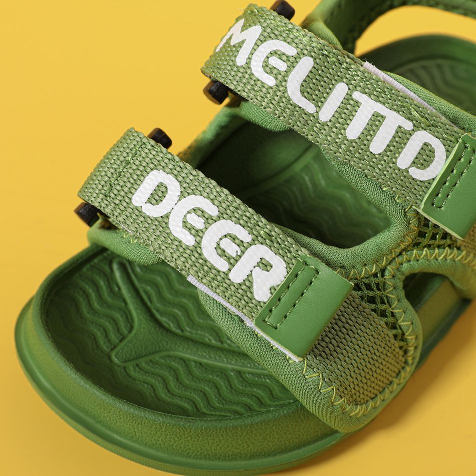 Toddler / Kid Mesh Panel Dual Strap Sandals Dark Green big image 4