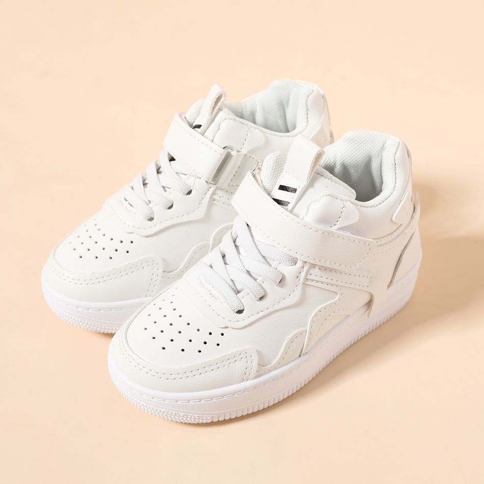 Toddler / Kid Pure Color Velcro Fleece-lining Sneakers White big image 1