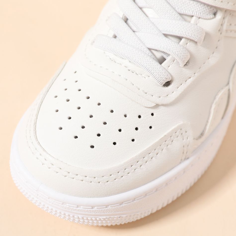 حذاء رياضي للأطفال الصغار / الأطفال مبطنة بالفلكرو بلون نقي أبيض big image 3
