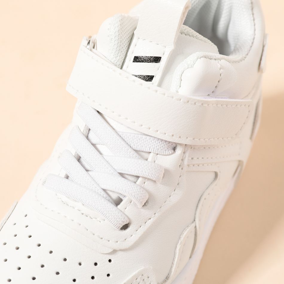 حذاء رياضي للأطفال الصغار / الأطفال مبطنة بالفلكرو بلون نقي أبيض big image 2