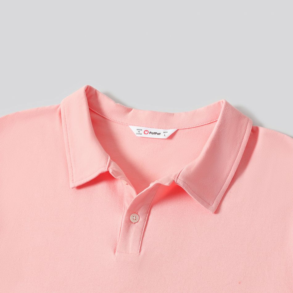 Family Matching Pink Sleeveless Splicing Floral Print Midi Dresses and Colorblock Short-sleeve Polo Shirts Sets Pink big image 10