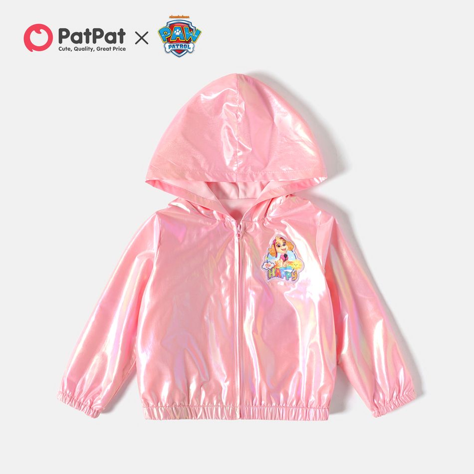 Paw Patrol Toddler Girl/Boy Rainbow Print Metallic Laser Hooded Jacket Pink big image 1