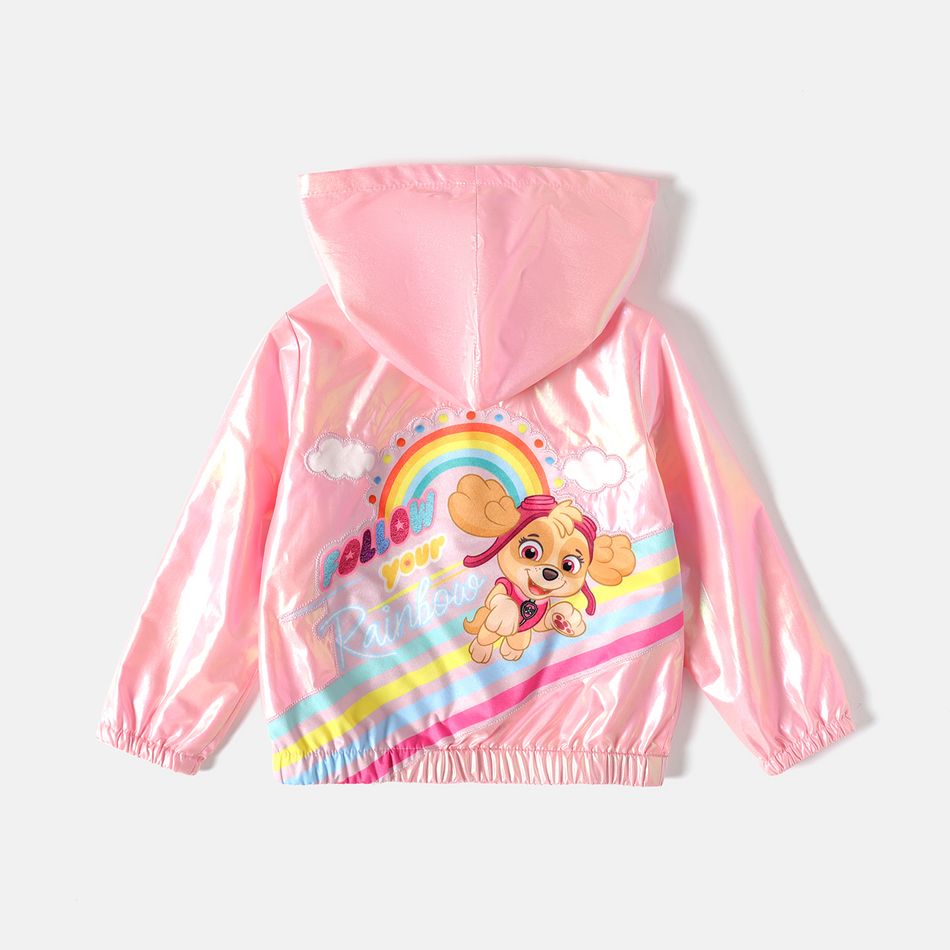 Paw Patrol Toddler Girl/Boy Rainbow Print Metallic Laser Hooded Jacket Pink big image 2