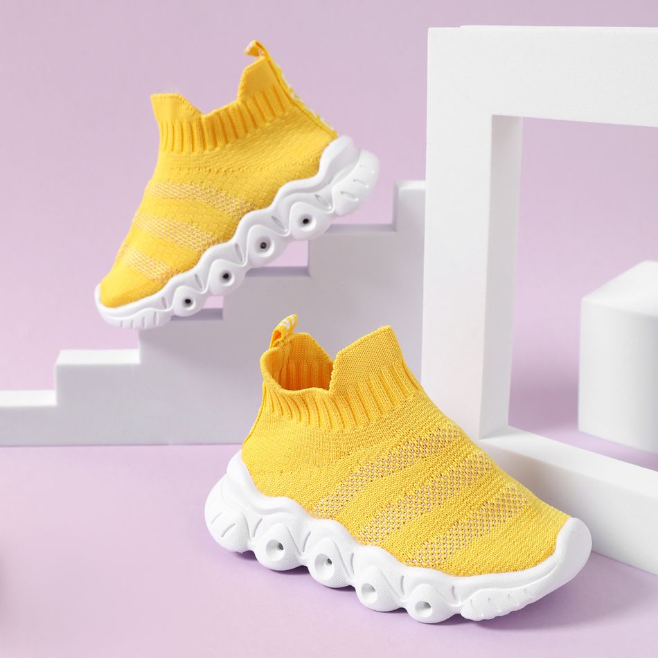 Toddler / Kid Solid Knitted Breathable Casual Chic LED Sneaker Yellow