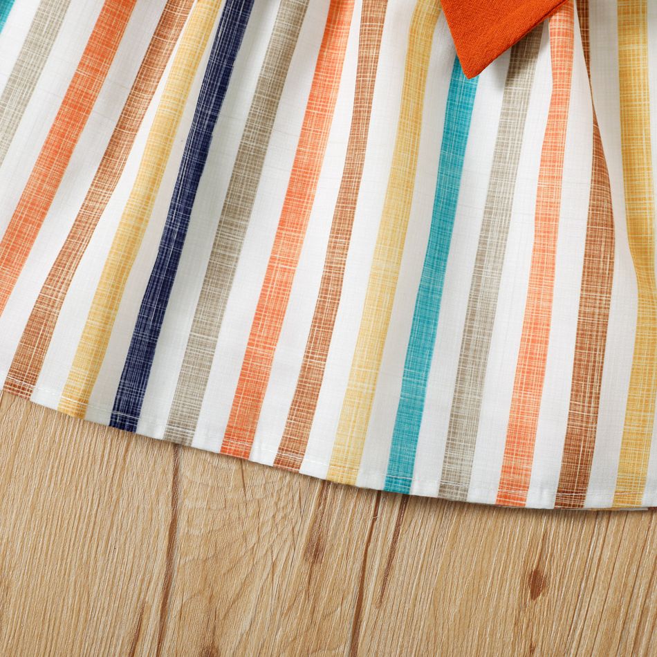 Toddler Girl Stripe Ruffled Bowknot Design Sleeveless Dress Multi-color big image 5
