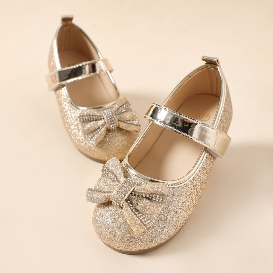 Toddler / Kid Bow Decor Sequin Mary Jane Shoes Gold