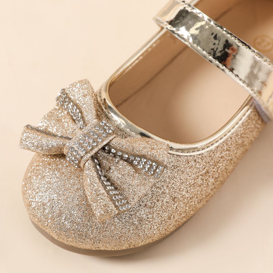 Toddler / Kid Bow Decor Sequin Mary Jane Shoes Gold big image 3