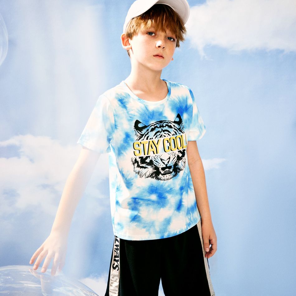 Kid Boy Letter Animal Short-sleeve T-shirt Azure