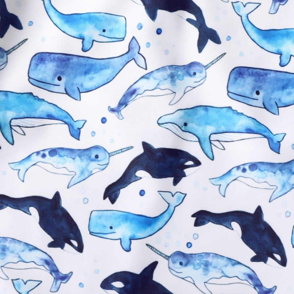 2pcs Toddler Boy Shark Print Onepiece Swimsuit and Cap Set Grey big image 4
