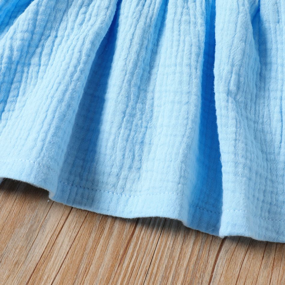 2pcs Toddler Girl 100% Cotton Solid Color Peplum Crepw Camisole and Elasticized Pants Set Blue big image 6