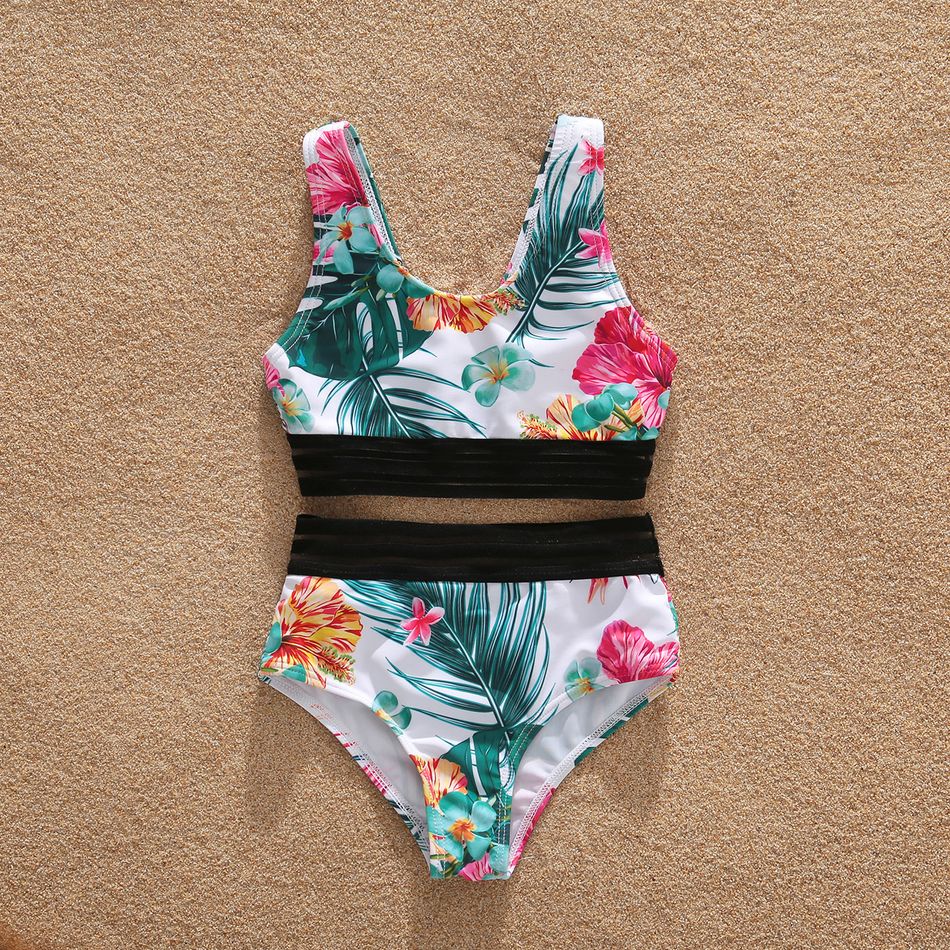 Look de família Plantas e flores tropicais Conjuntos de roupa para a família Fato de banho Branco big image 7