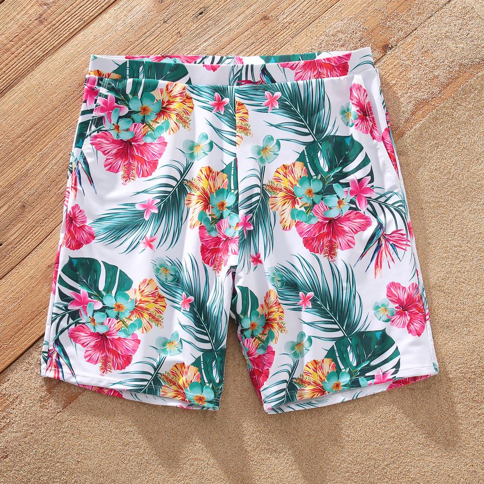 Look de família Plantas e flores tropicais Conjuntos de roupa para a família Fato de banho Branco big image 8