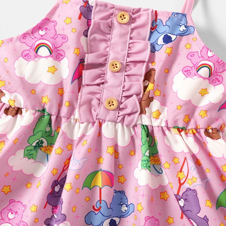 Care Bears Toddler Girl Allover Print Ruffle Bowknot Design Pink Tank Dress pink big image 2