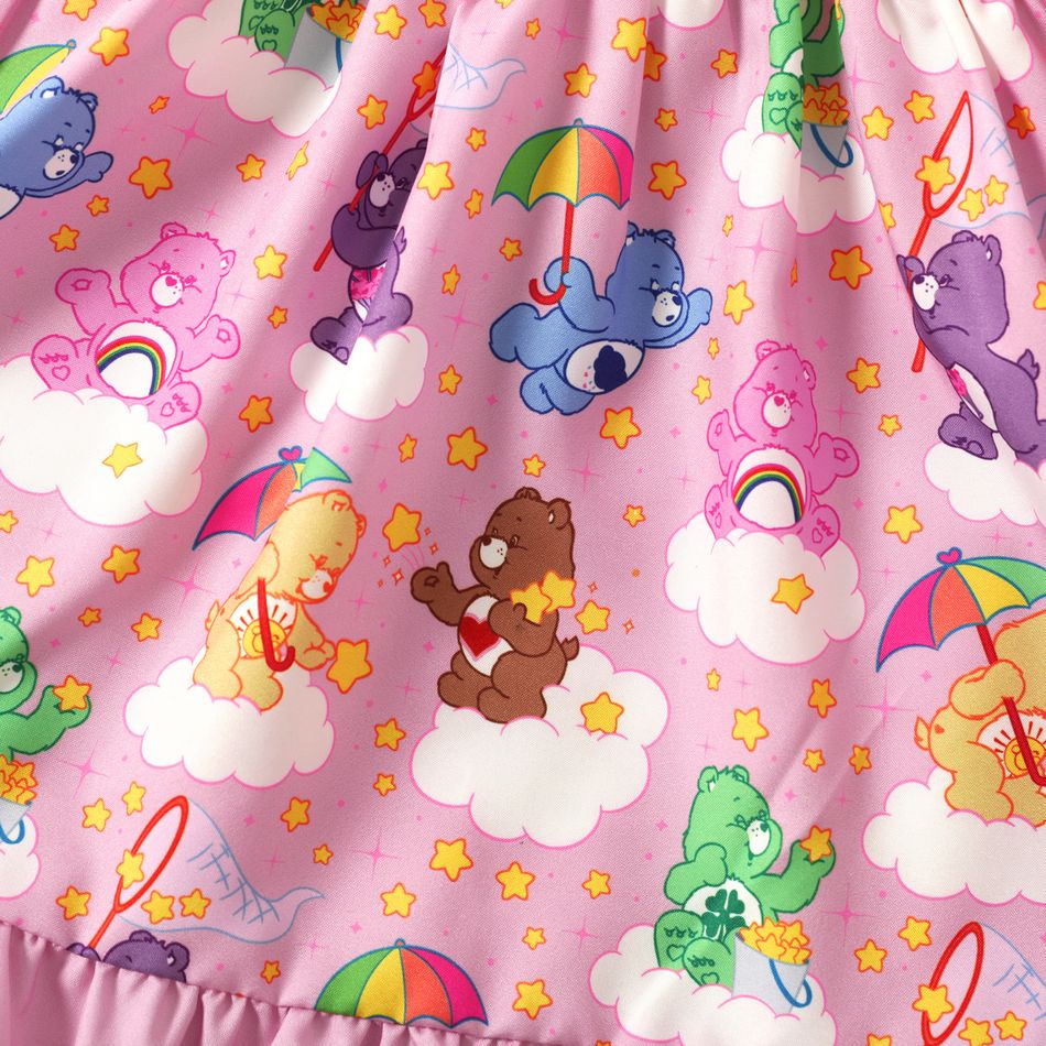 Care Bears Toddler Girl Allover Print Ruffle Bowknot Design Pink Tank Dress pink big image 5