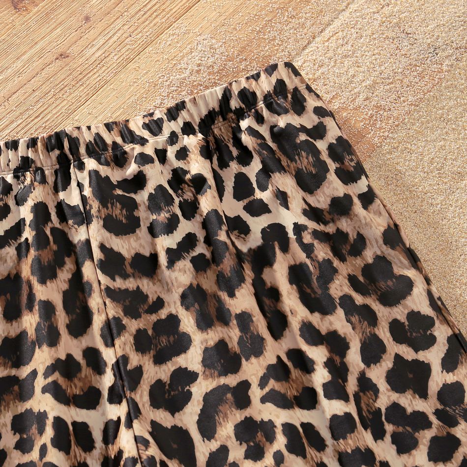 Family Matching Spaghetti Strap Bikini Set Swimwear and Leopard Swim Trunks Shorts Black big image 10