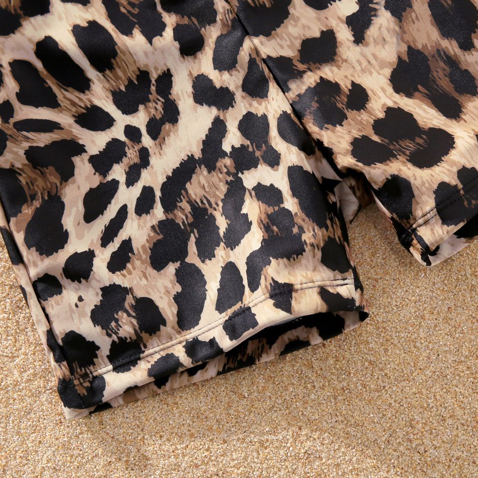 Family Matching Spaghetti Strap Bikini Set Swimwear and Leopard Swim Trunks Shorts Black big image 11