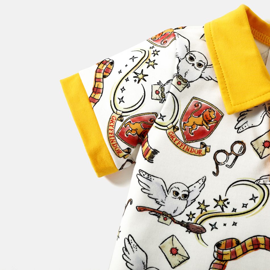 Harry Potter Toddler Boy Preppy style Colorblock Short-sleeve Polo Shirt White big image 4
