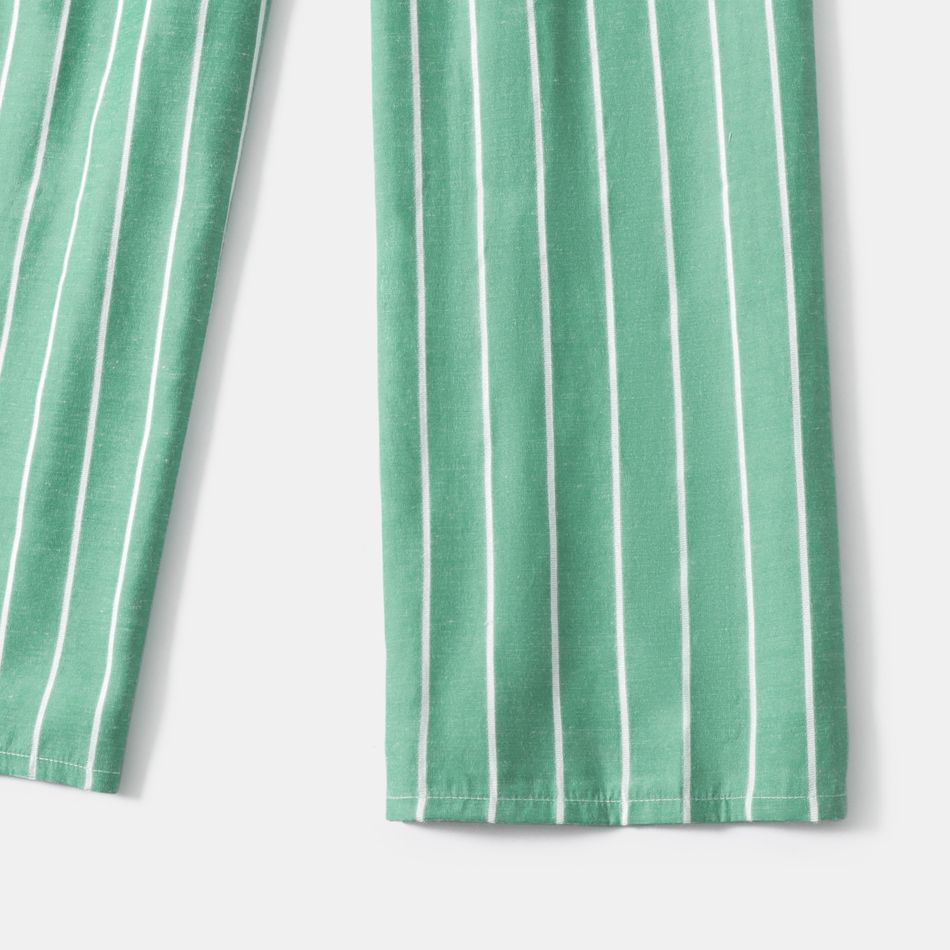 Stripe Bow Decor Long Tank Jumpsuits for Mommy and Me Green/White big image 5