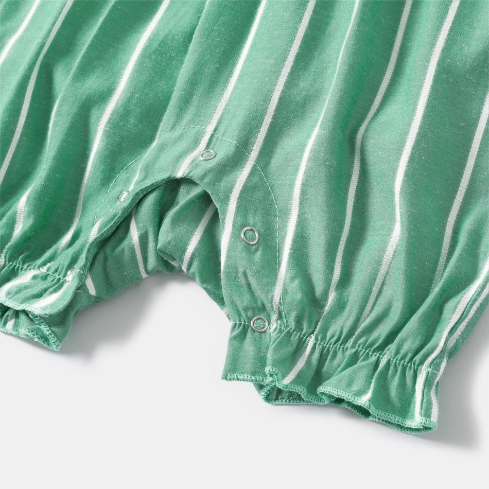 Stripe Bow Decor Long Tank Jumpsuits for Mommy and Me Green/White big image 10