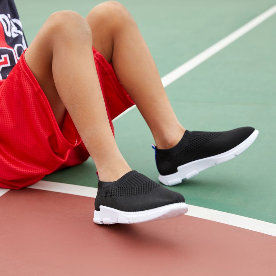 Toddler / Kid Black Slip-on Flying Woven Sports Shoes Black big image 3