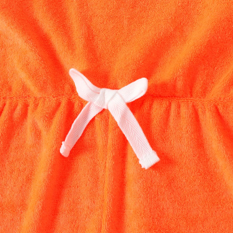 Baby Girl Fluorescent Colored Sleeveless Spaghetti Strap Terrycloth Romper Orange big image 5