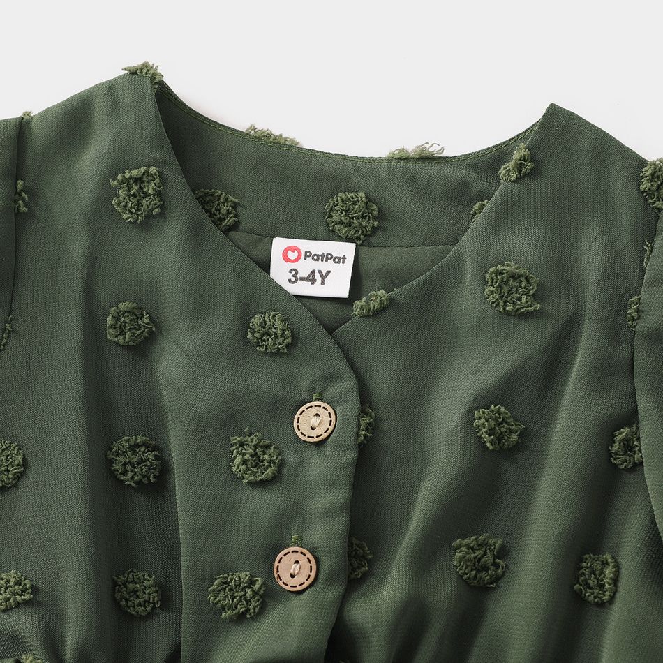 Family Matching Dark Green Swiss Dot Halter Neck Sleeveless Maxi Dresses and Colorblock Short-sleeve T-shirts Sets Dark Green big image 14