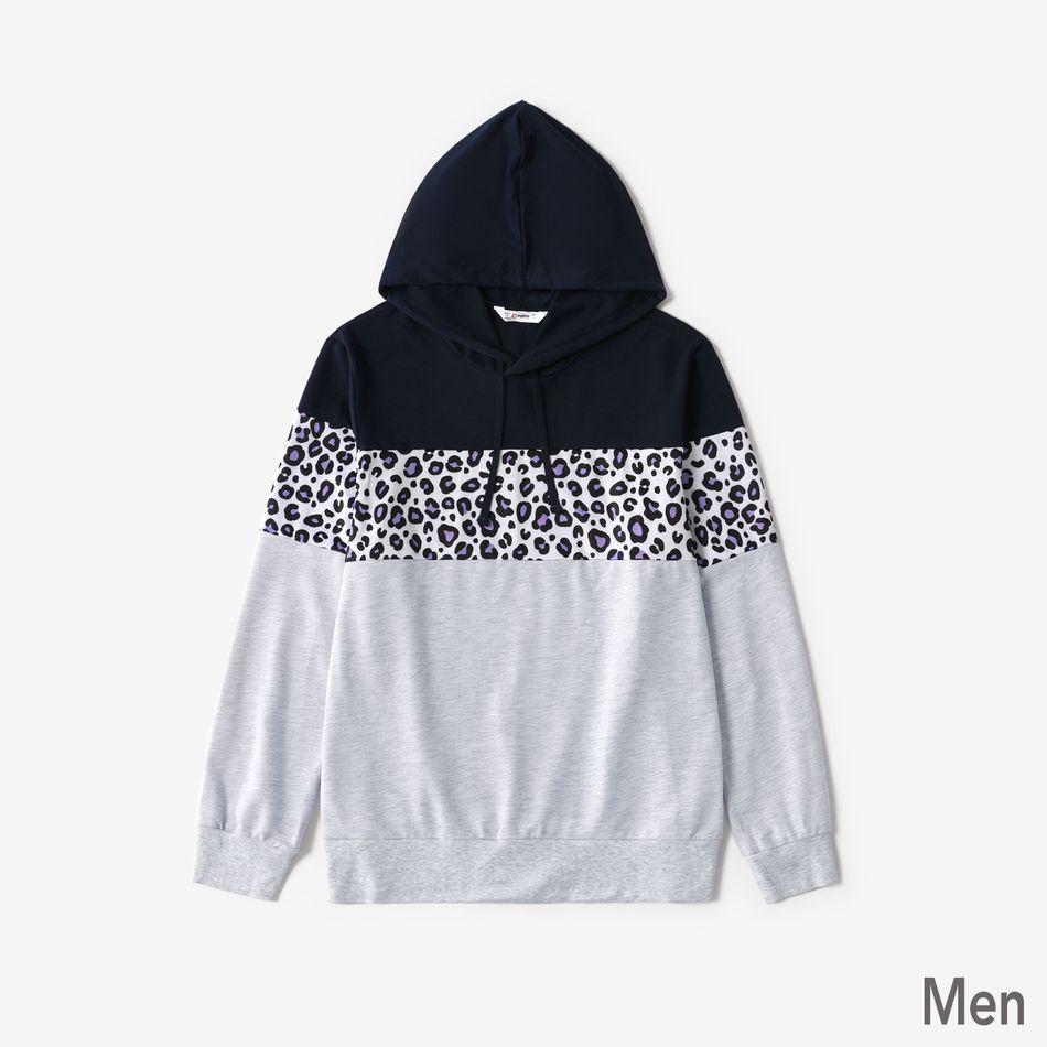 Leopard and Colorblock Long-sleeve Hoodies Family Matching Sweatshirts Color block big image 2