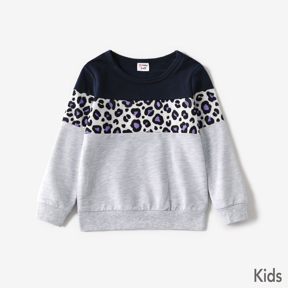 Leopard and Colorblock Long-sleeve Hoodies Family Matching Sweatshirts Color block big image 7