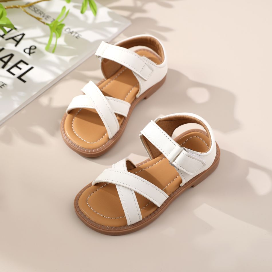 Toddler / Kid Solid Crisscross Vamp Sandals White big image 1