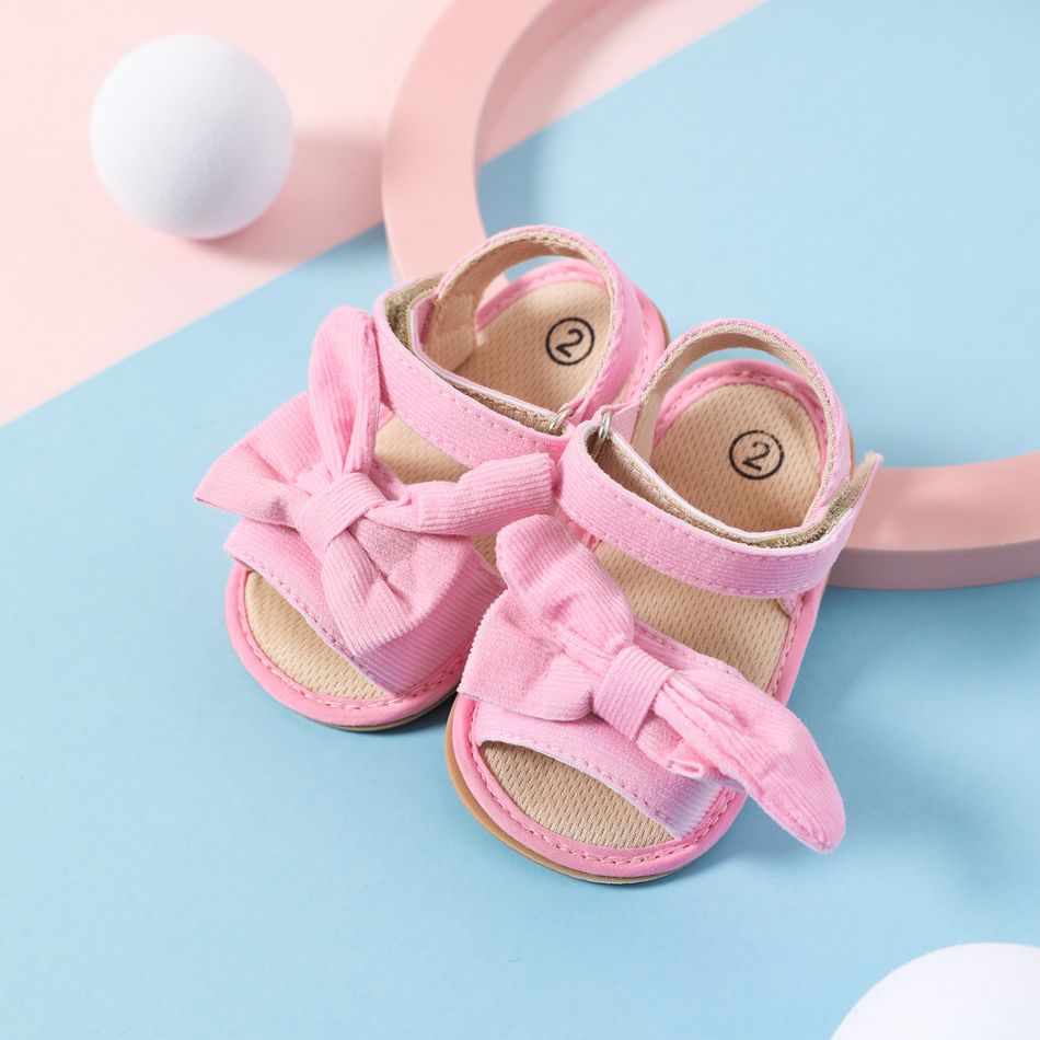 Baby / Toddler Bowknot Decor Solid Knitted Sandals Prewalker Shoes Pink