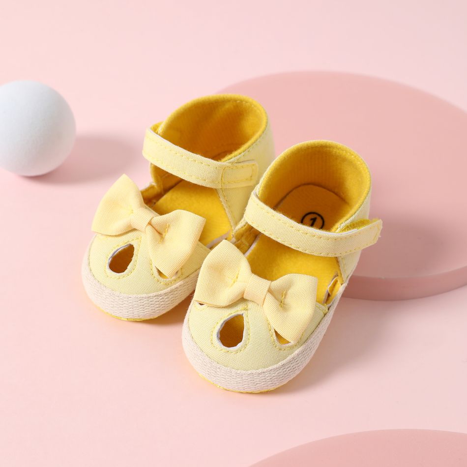 Baby / Toddler Bowknot Decor Soft Sole Velcro Prewalker Shoes Yellow