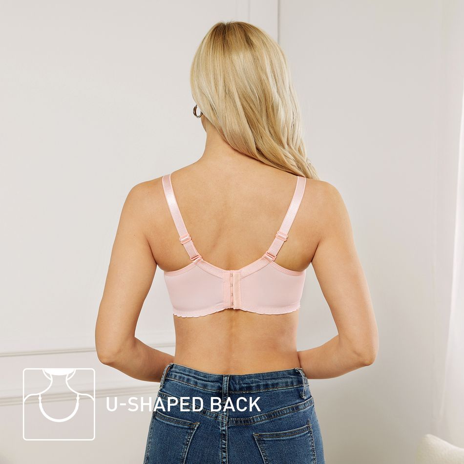 Soutien-Gorge D'Allaitement Allaitement Doux Texture de la peau Couleur unie Tissé Rose big image 5